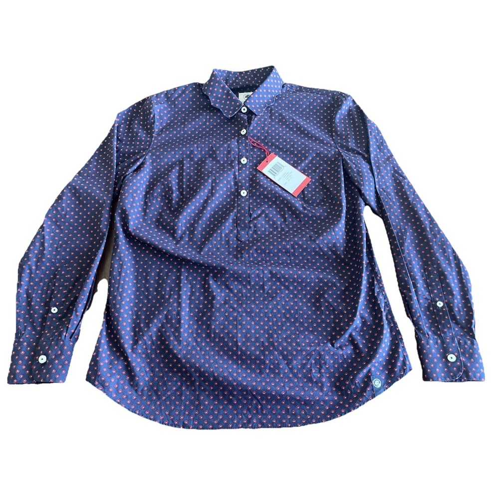 Southern Proper Social Shirt Mens L Blue Red Floral Half Button MSRP $75 NWT